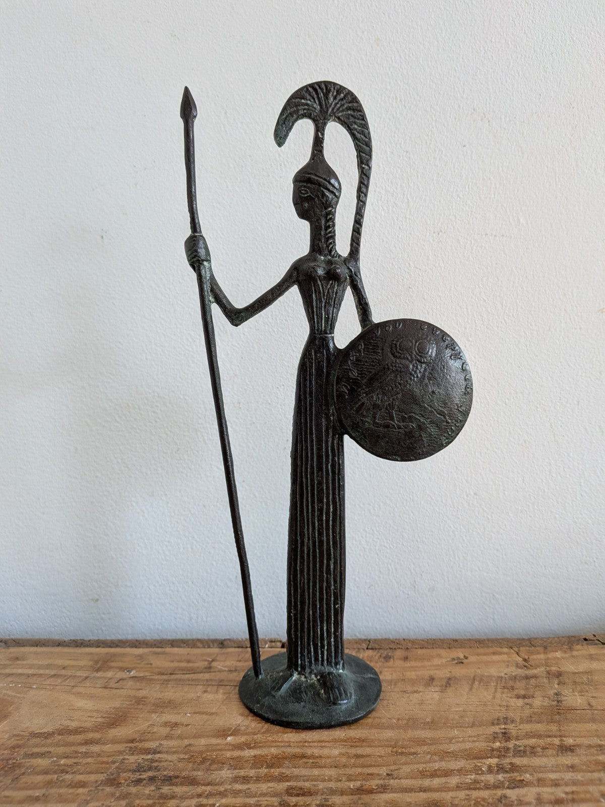 Athena Minerva Greek Roman Goddess Real Bronze Metal Art Statue Sculpture Shield