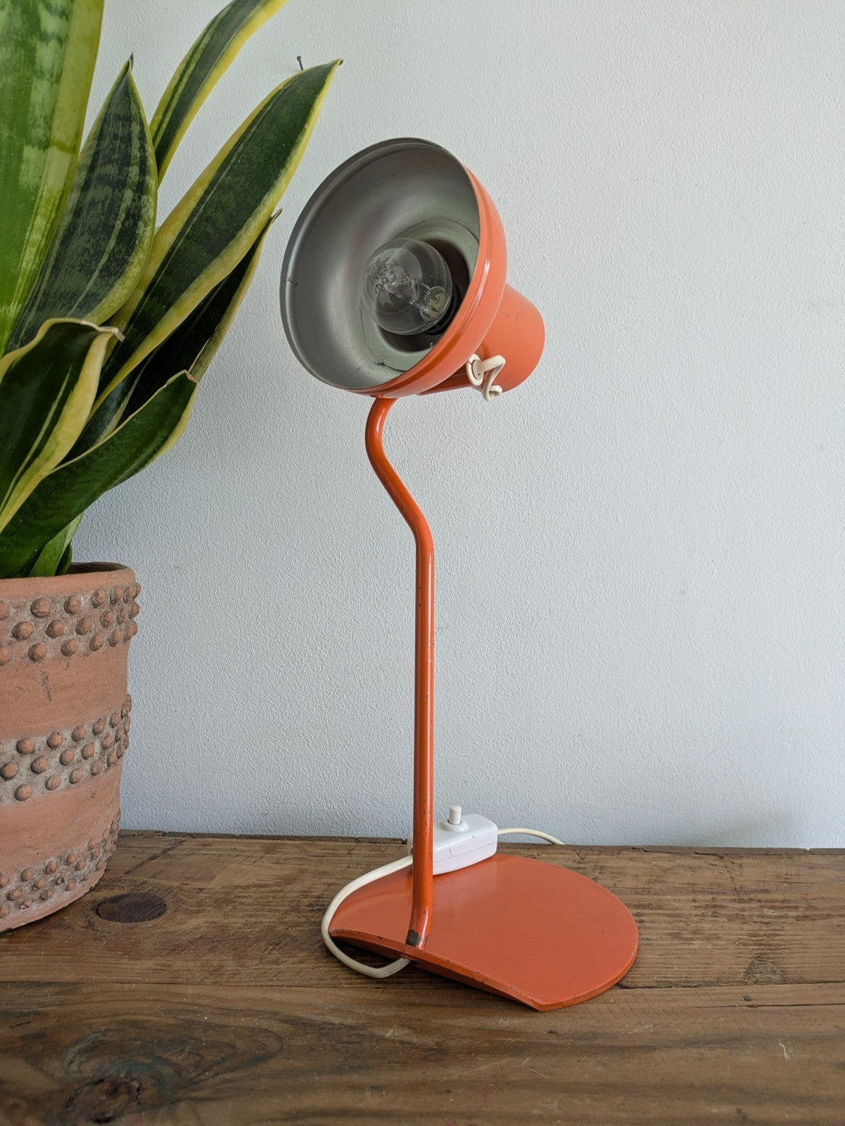Vtg Midcentury German Leuchten Retro Desk Reading Lamp Light Orange Metal 60/70s