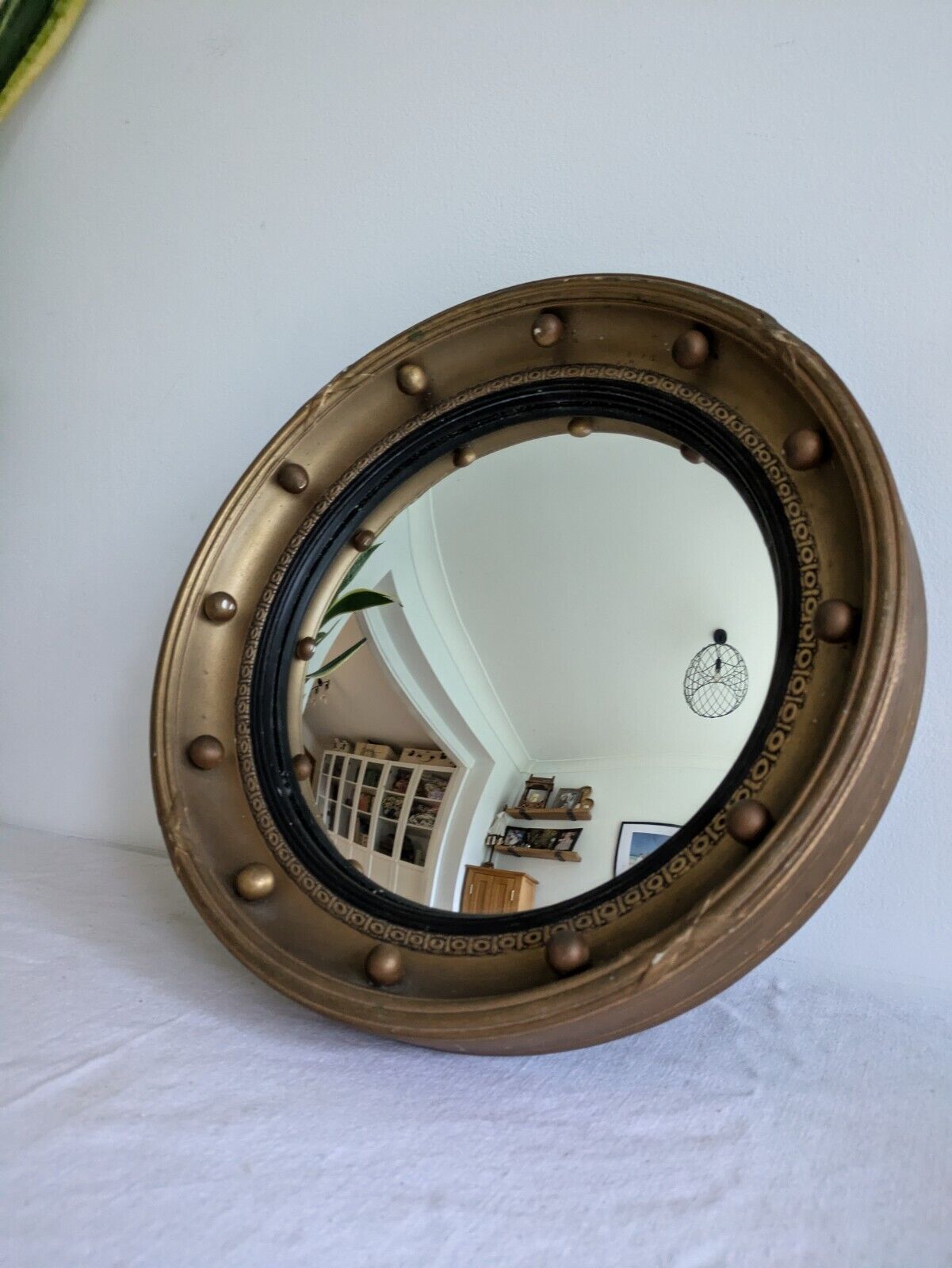 Antique Early / Mid 20th Century Butlers Porthole Convex Mirror Regency Style