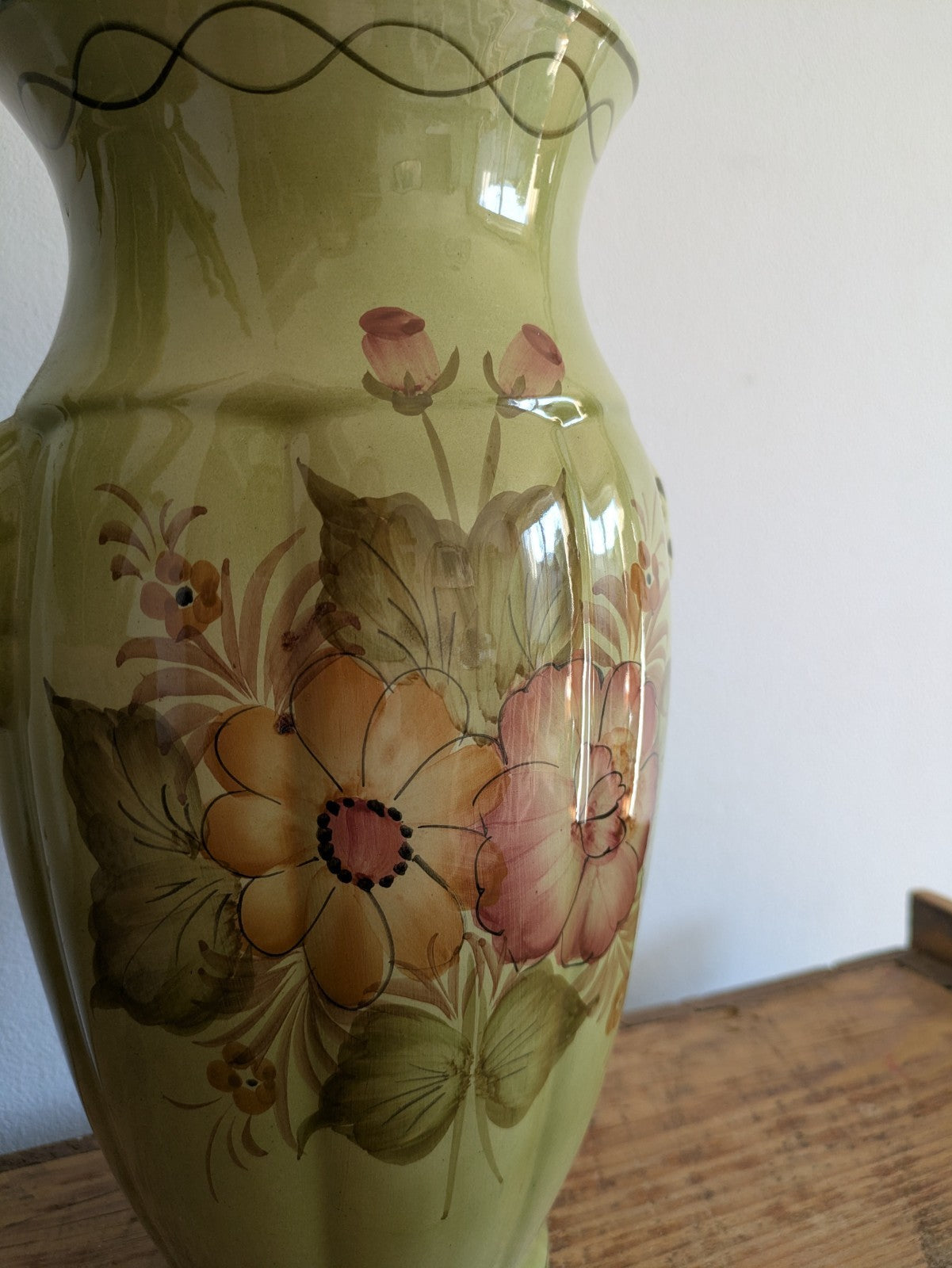 Large Floral Pottery Vase Portugal Simons Bros Ltd Decorative Prop Florist vgc