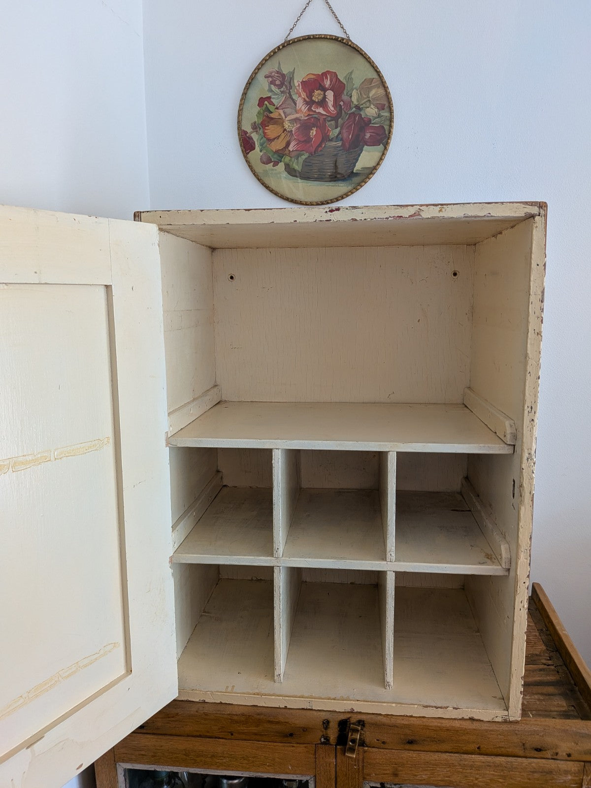 Vintage First Aid Medicine Cabinet Bathroom Wood Medical Prop Cupboard Sections