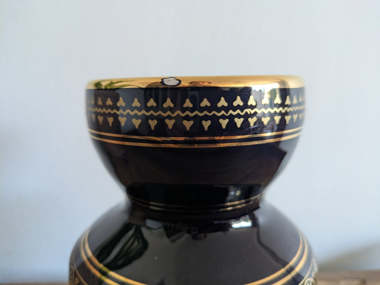 Vintage Neofitou Keramik 24k Gold Design Greek Vase black/Dark Navy Blue Gilt 