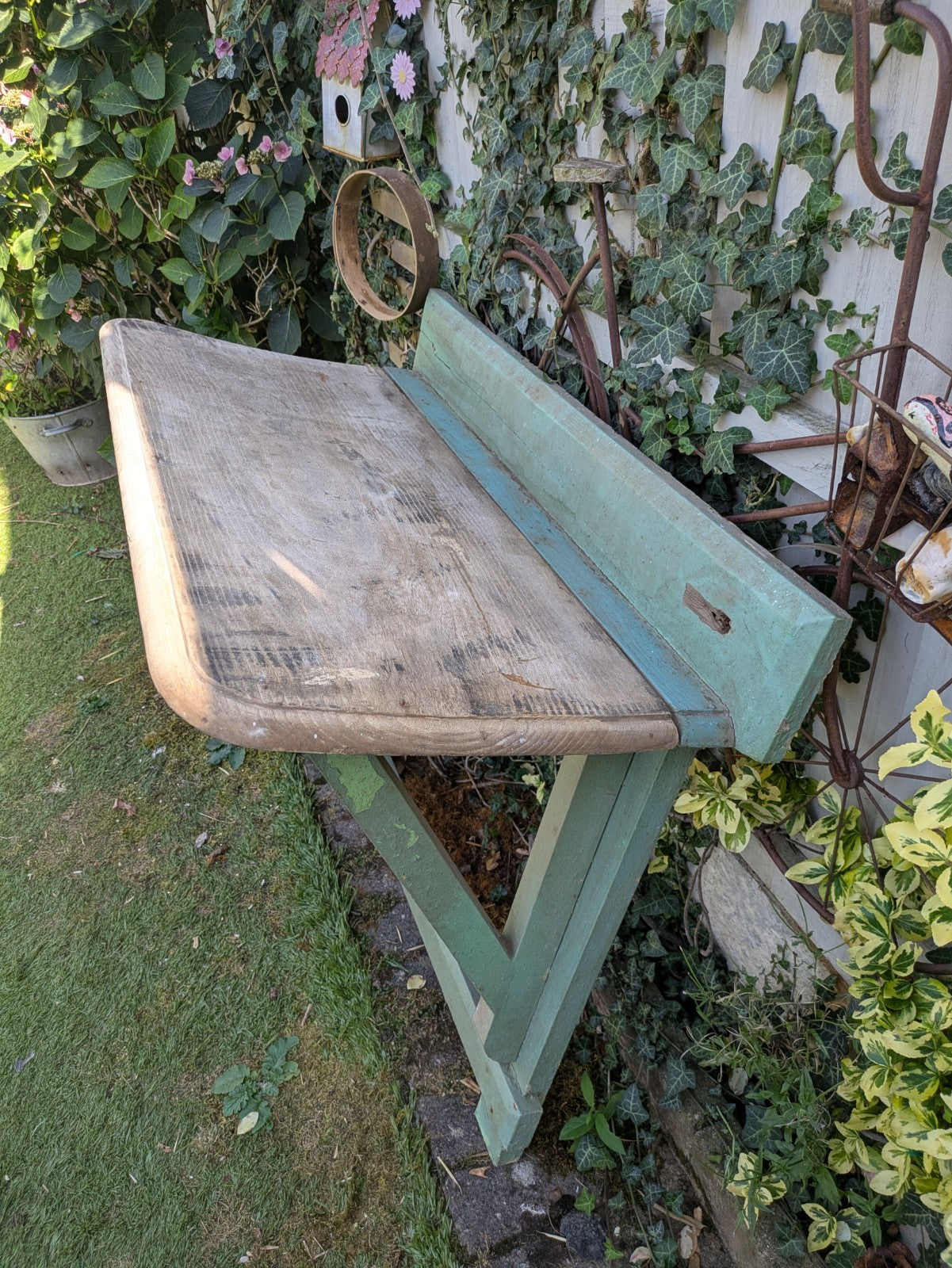 Vintage Antique Folding Table Pine Rustic Drop Down Wall Mounted Primitive Old 