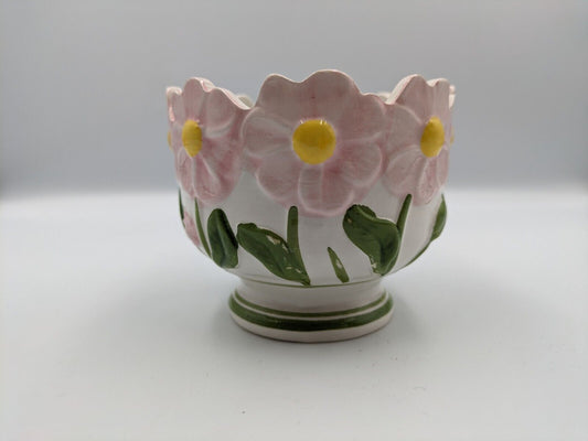 Bassano Ceramic Plant Pot Planter Made In Italy Vintage Daisy Flower Floral Vgc