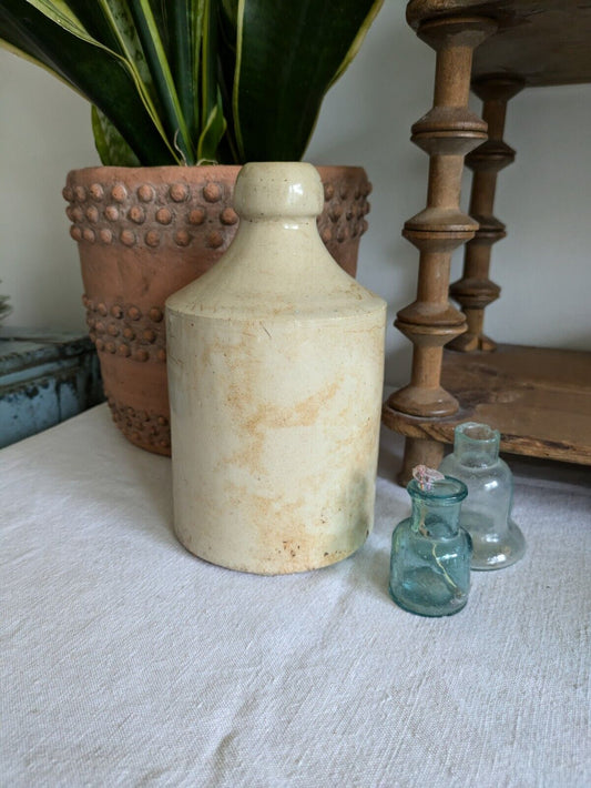 1x XL Cream glaze Stoneware Vintage Earthenware Pot vase Victorian Bottle Ink.!