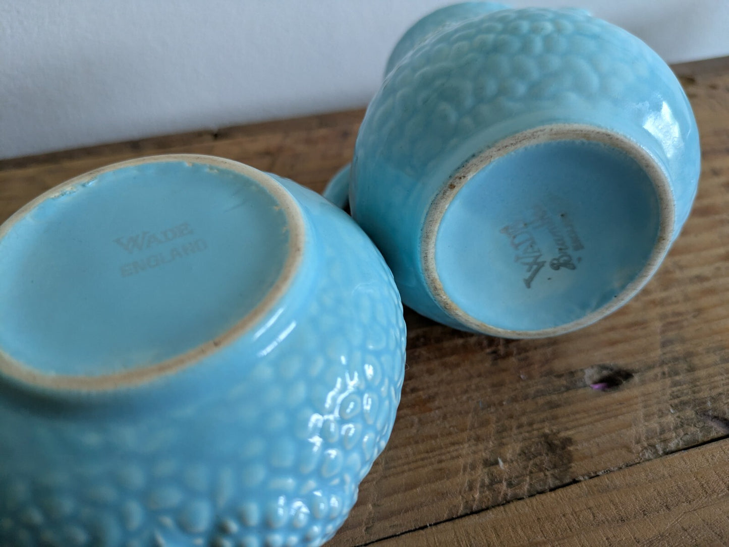 Vintage WADE England TEA SET Milk Pitcher/Creamer/Sugar Turquoise Blue Jug Prop