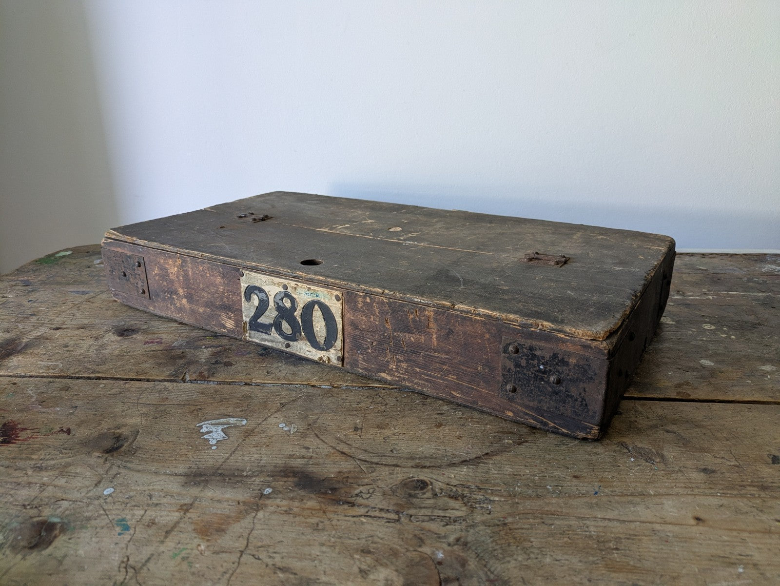 1940s VTG Bus Wooden Box Lid Compartment Storage Crate Display Artist Tool Chest
