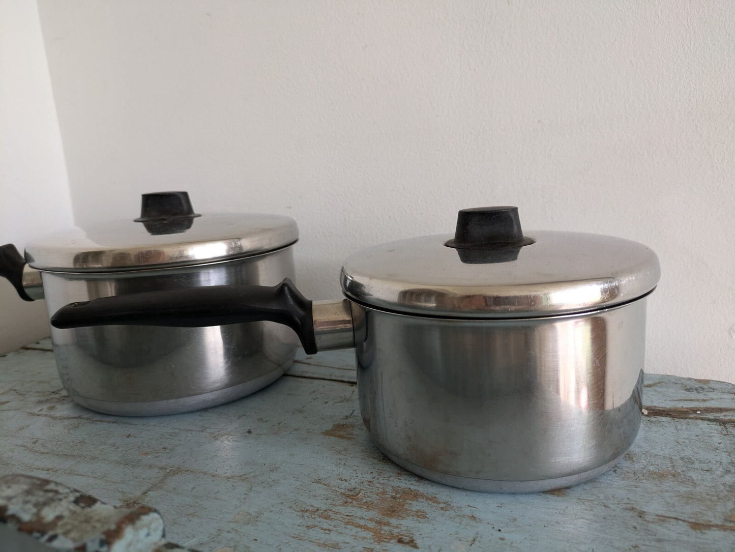 2x Tala Queen Ware Stainless Steel Cookware Stock Pot Saucepan w/lid Pair Prop