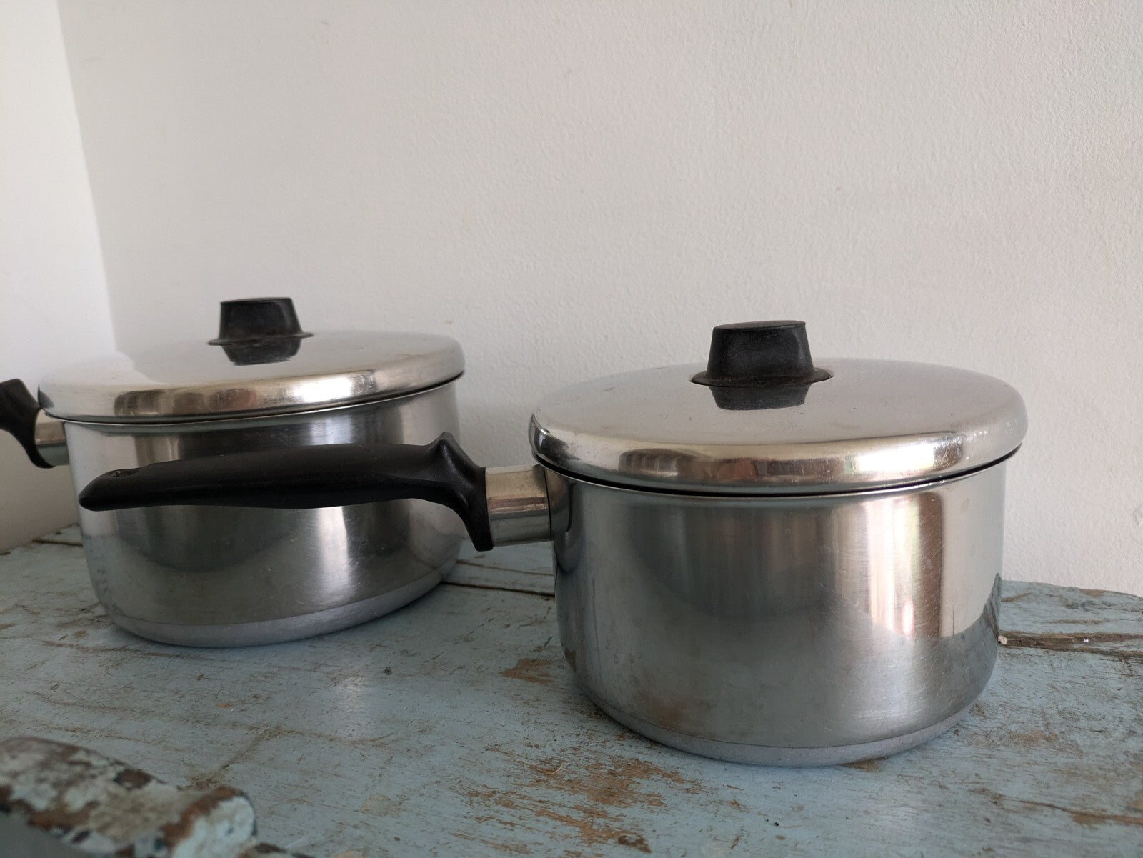 2x Tala Queen Ware Stainless Steel Cookware Stock Pot Saucepan w/lid Pair Prop