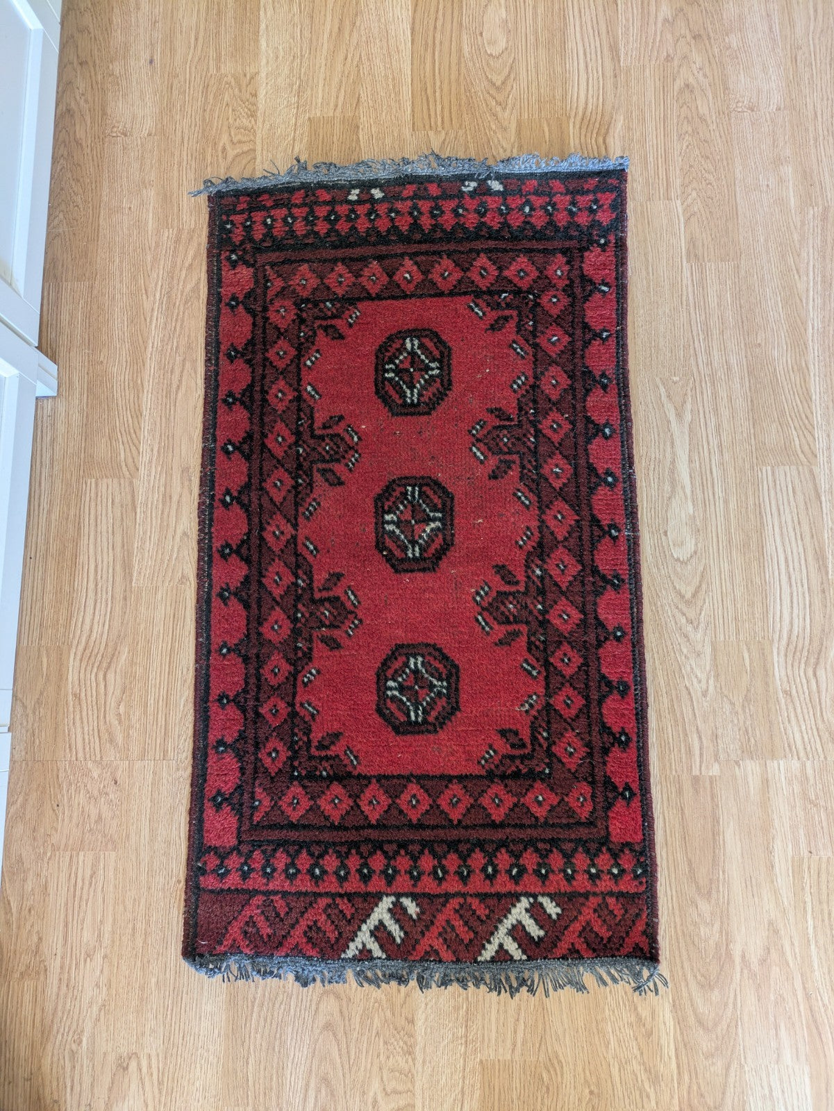 Vintage Oriental Turkish Wool Rug Red Tones 48.5 x 90cm Eastern Kayam Carpet 