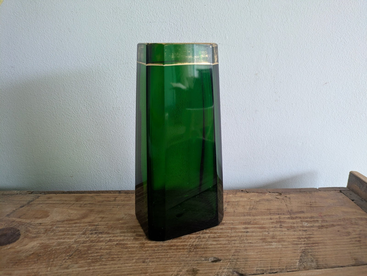 Rare Antique Vase Circa 1900 Claus Josef Riedel Polaun Art Deco Green Gilt Vtg