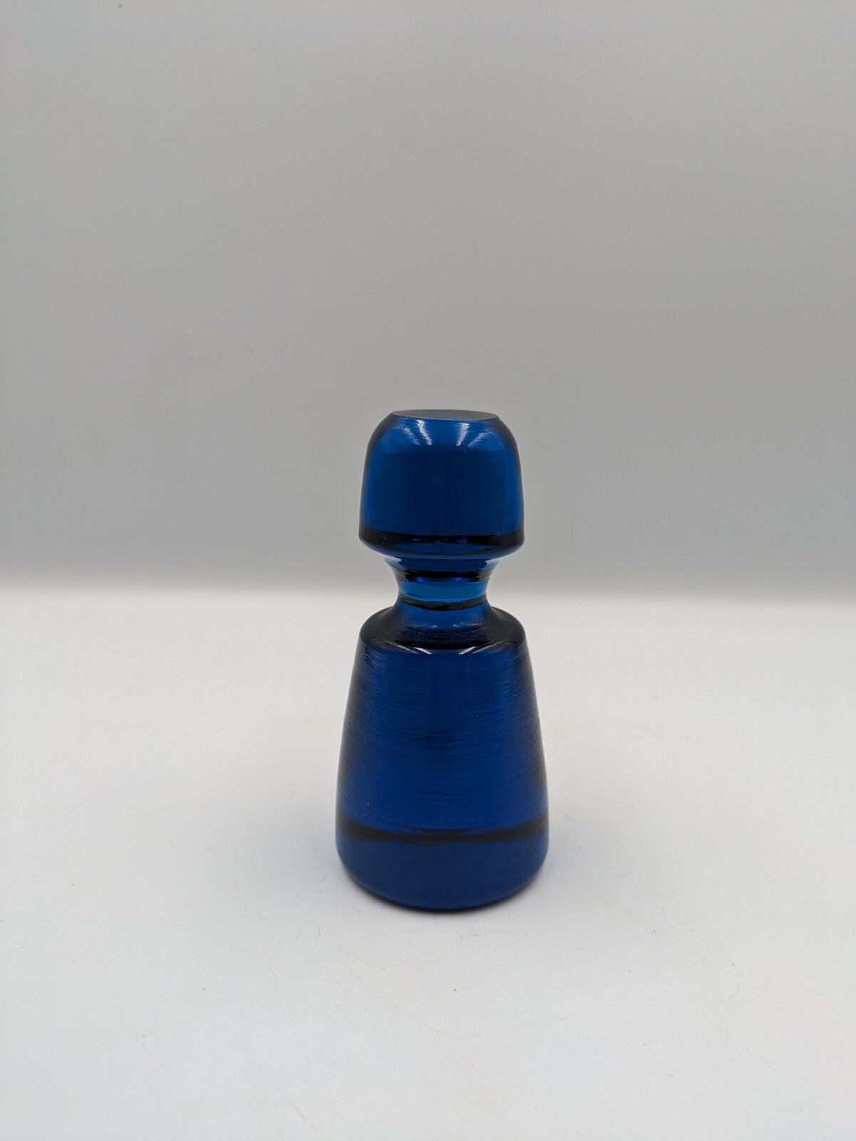 Vintage Large Krosno Cobalt Blue  Glass Decanter Bottle Stopper Paperweight 