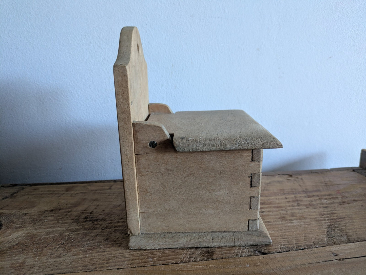 Antique Vintage Wooden Candle Salt Box Wall Sconce Key Gothic Original Old Shelf