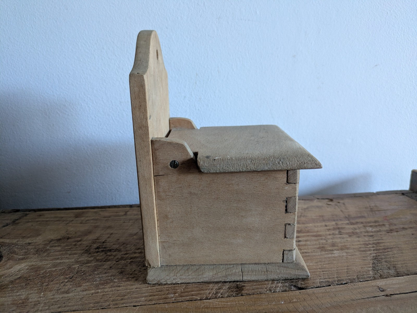 Antique Vintage Wooden Candle Salt Box Wall Sconce Key Gothic Original Old Shelf