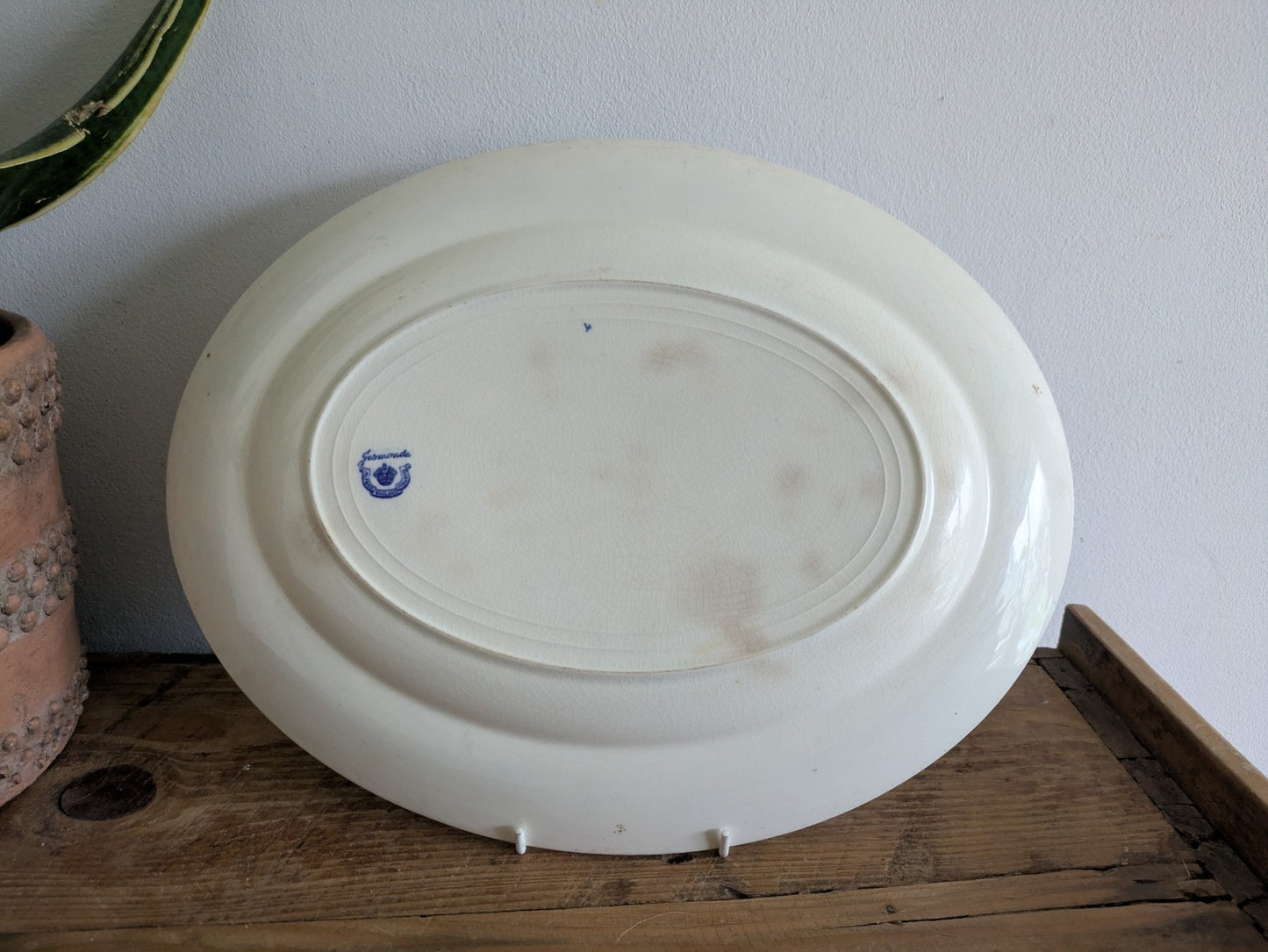 Antique Vintage 1930’s Alfred Meakin Jesmond China Platter Blue White Prop Serve