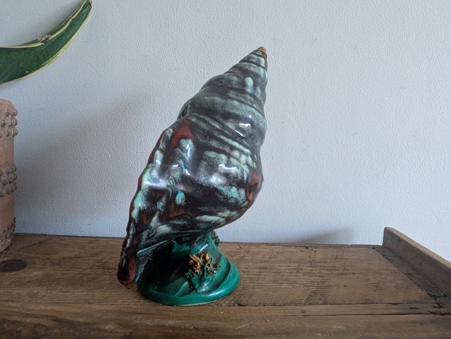 Superb Table Lamp Vallauris Ceramic Under The Sea Conch Shell French Coral VTG