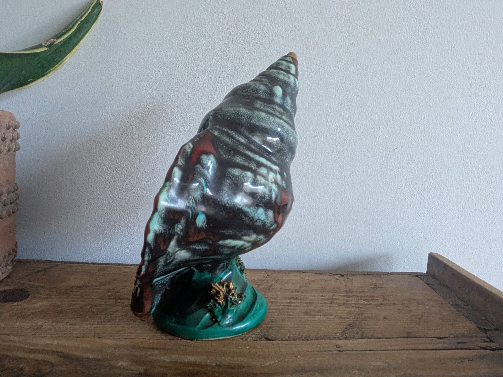 Superb Table Lamp Vallauris Ceramic Under The Sea Conch Shell French Coral VTG