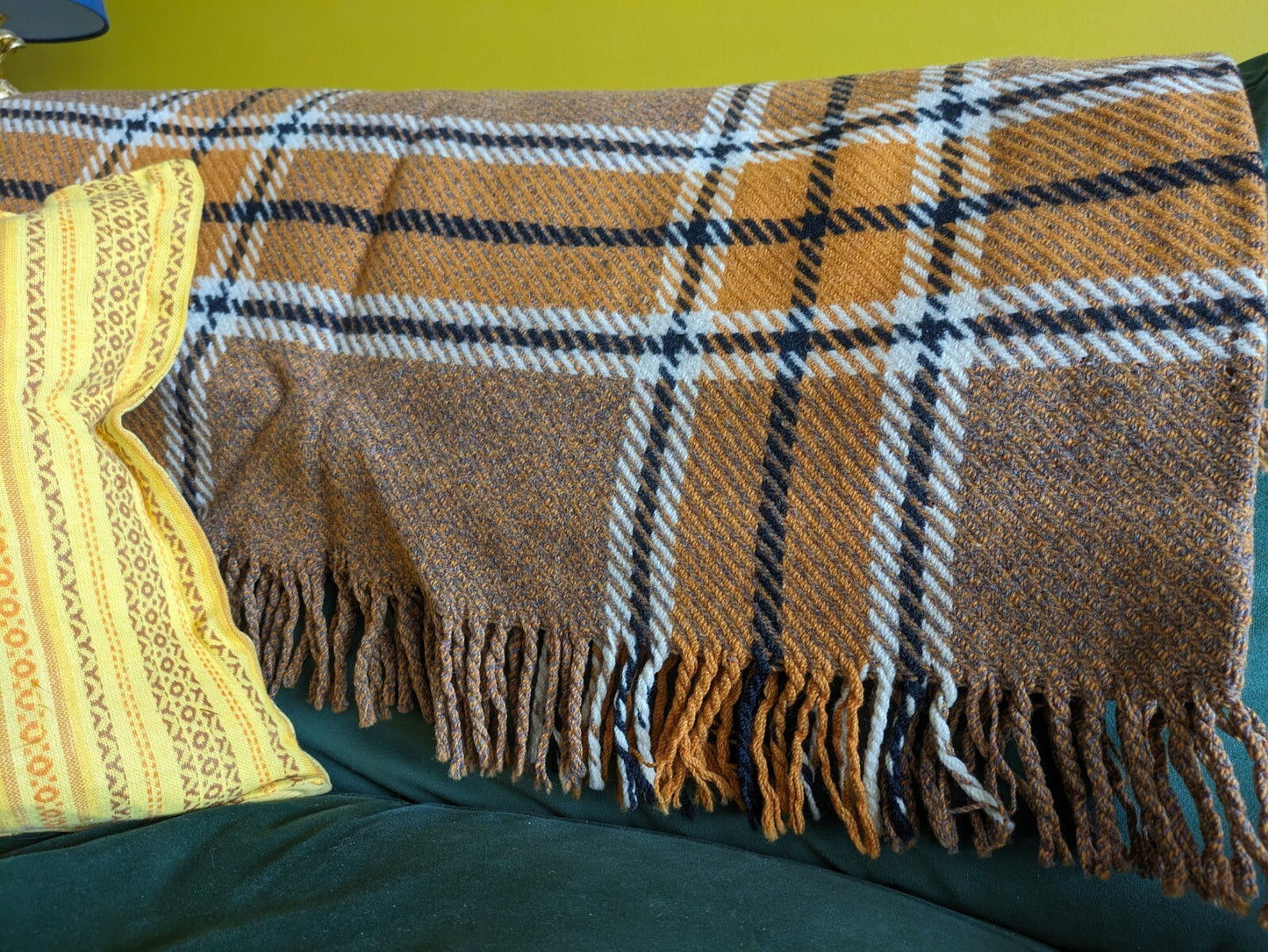 Orange Tartan Wool Sofa Throw Bed Blanket CHEQUERED CHECK RUG PICNIC Patterned