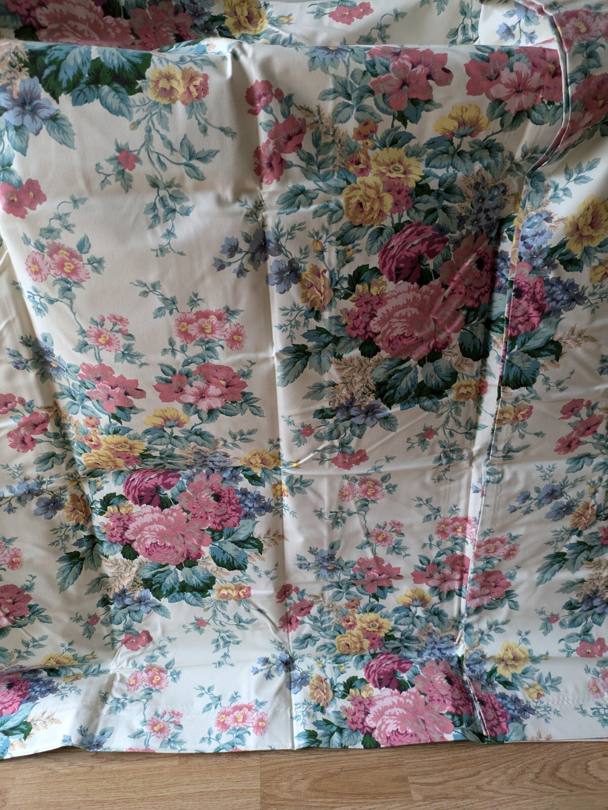 Pair Of Dreams 'n' Drapes Curtains New Each 90" W x 72" D Cabbage Rose Floral