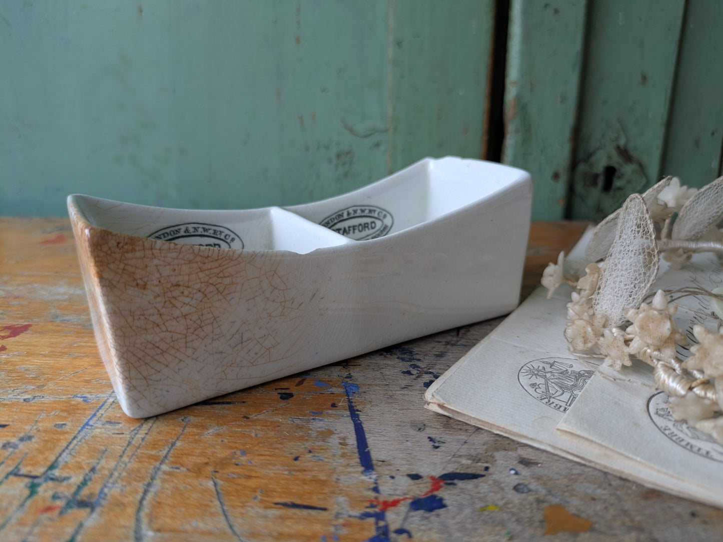 Antique Copeland Soap Dish Refreshment Rooms London &  N.W. Railway Pot c1890’s