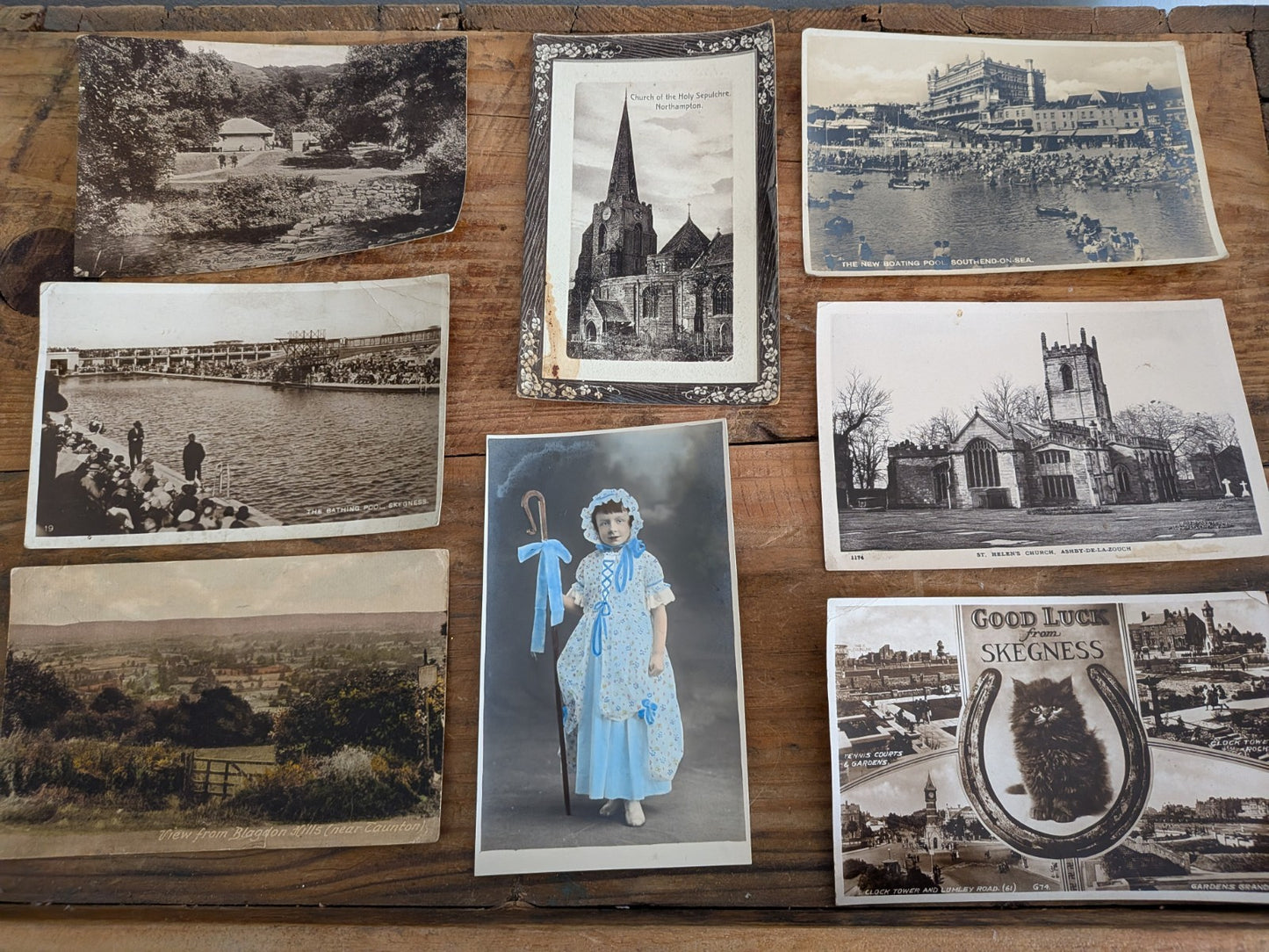 8x 1930s Vtg Vintage Postcards Stamps  Bo Peep Skegness Holiday Tourist Ephemera
