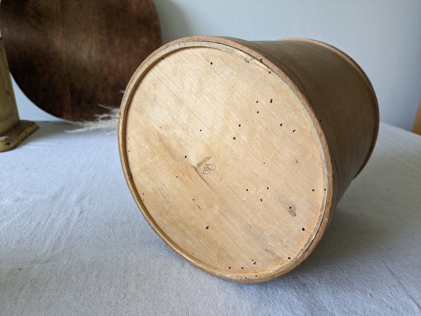 Vtg Canister Set Fruit Wood Rustic Farm House Utensil Decor Bentwood Rare Pots