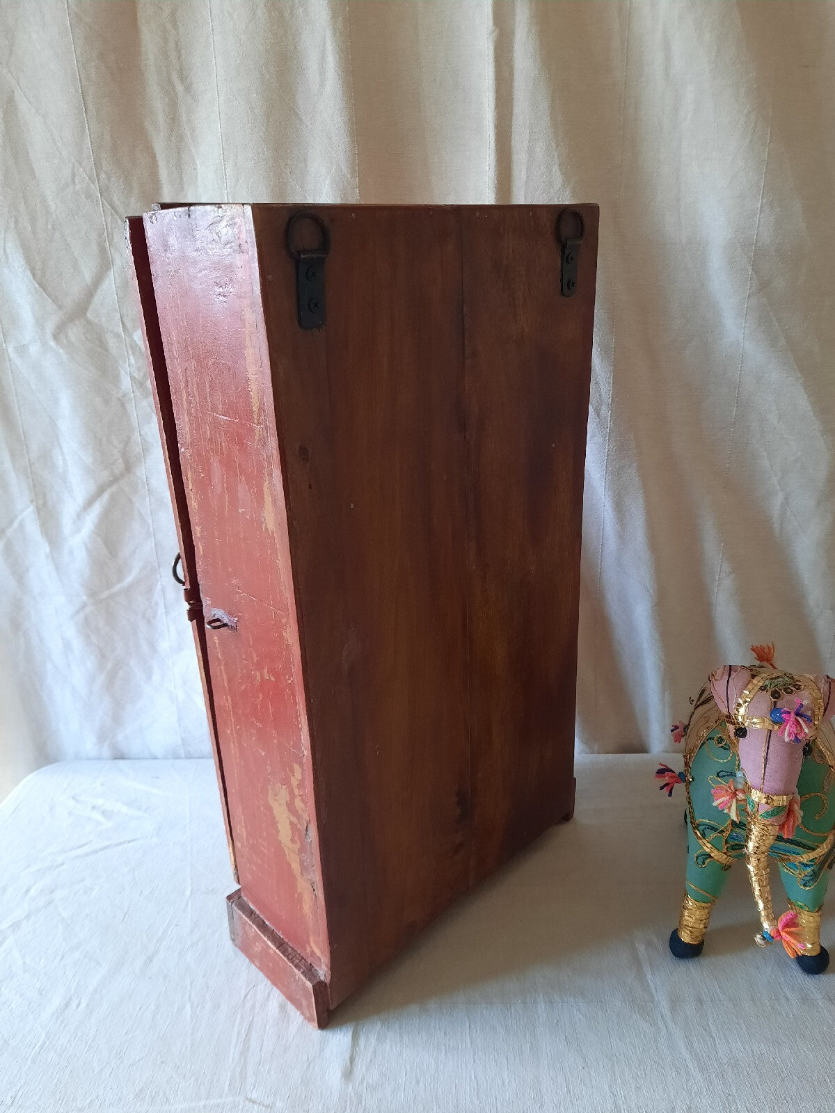 Indonesian Reclaimed Upcycled Wooden Driftwood Cupboard Glazed Wall Cabinet Red 