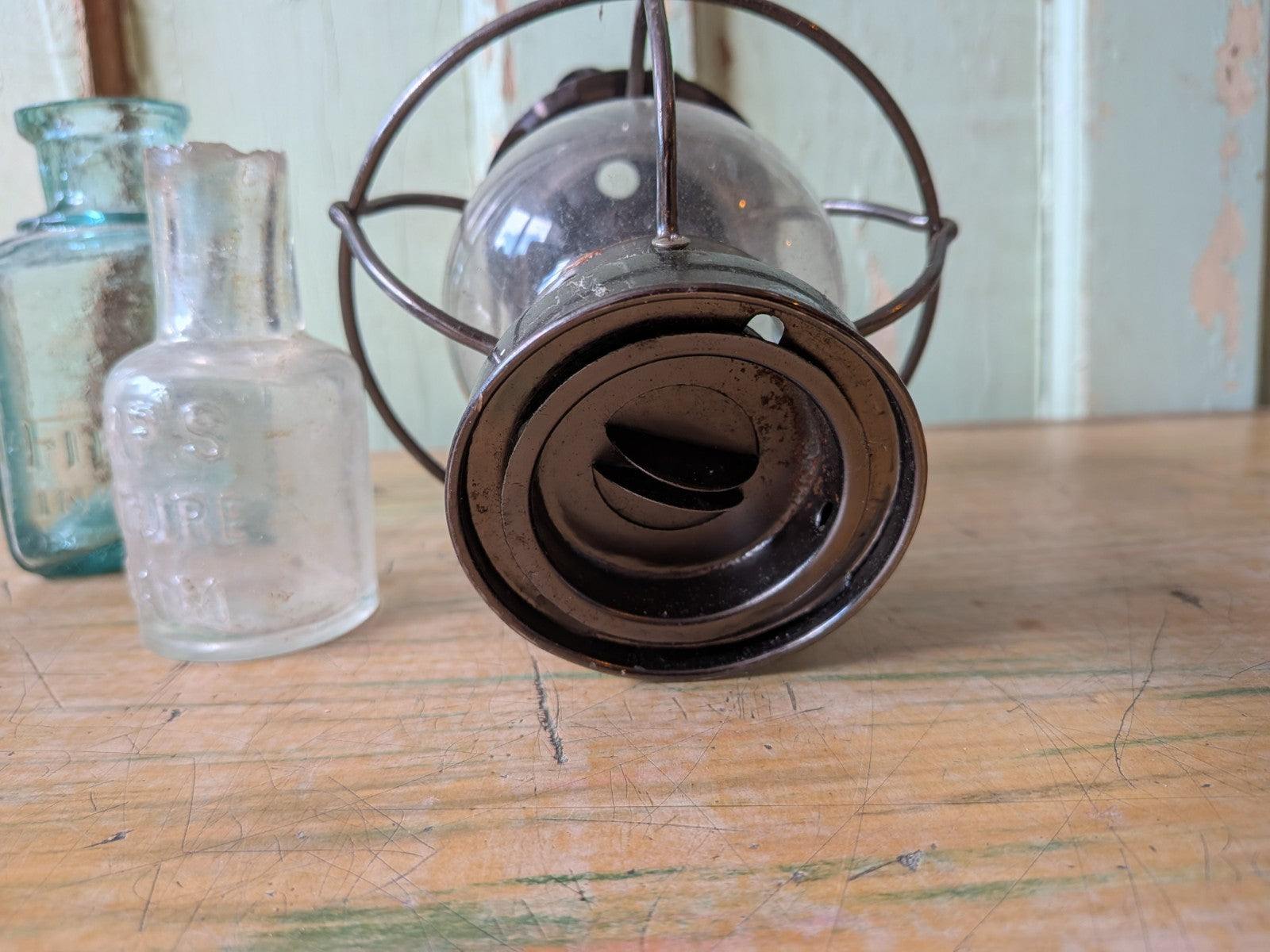 Vtg Style Ships Onion Globe Oil Lamp Frame Cage And Glass Globe Mini Small Light