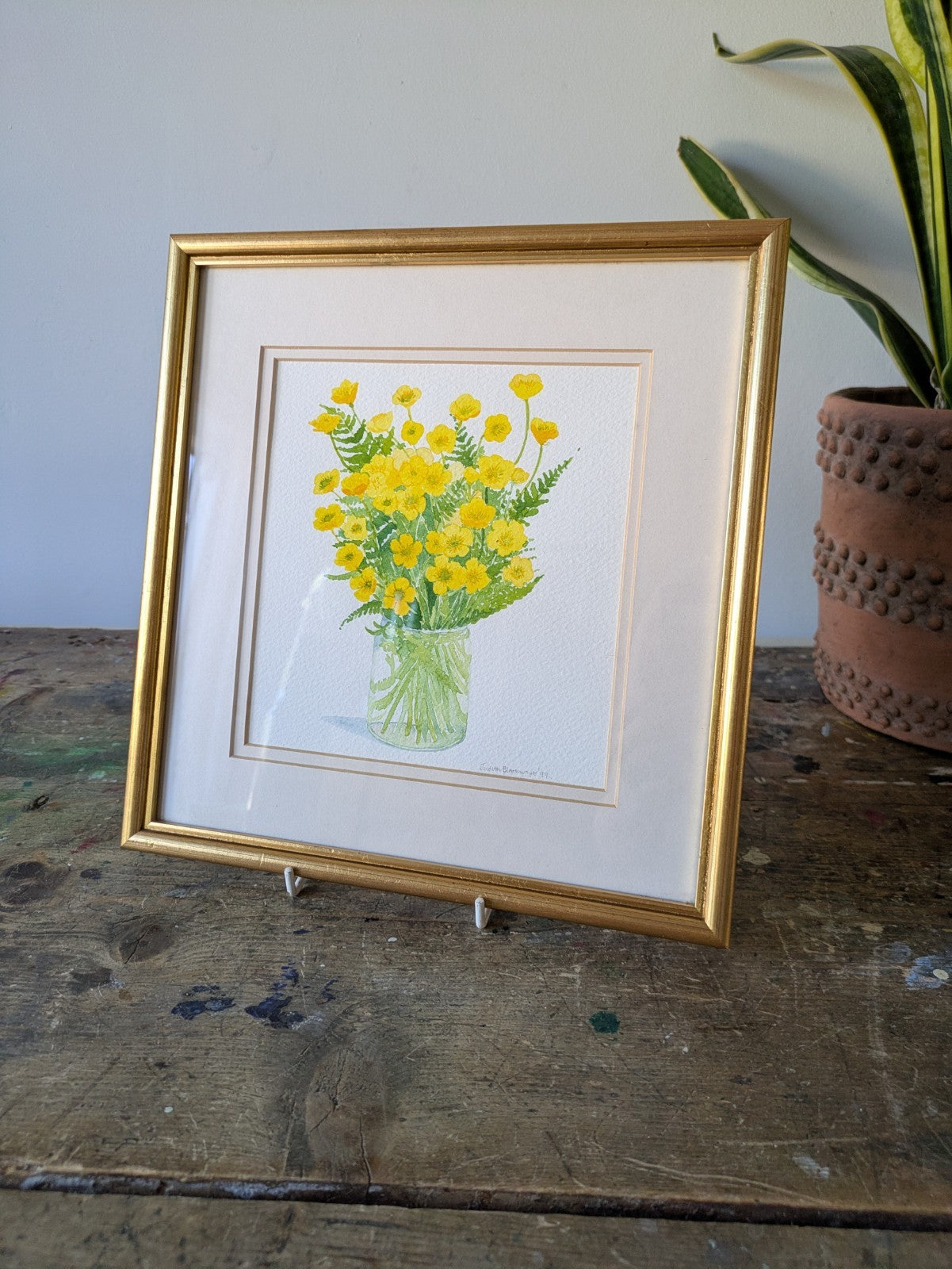 Original Watercolour Painting Judith Blathwayt Spring Buttercups Floral Flowers