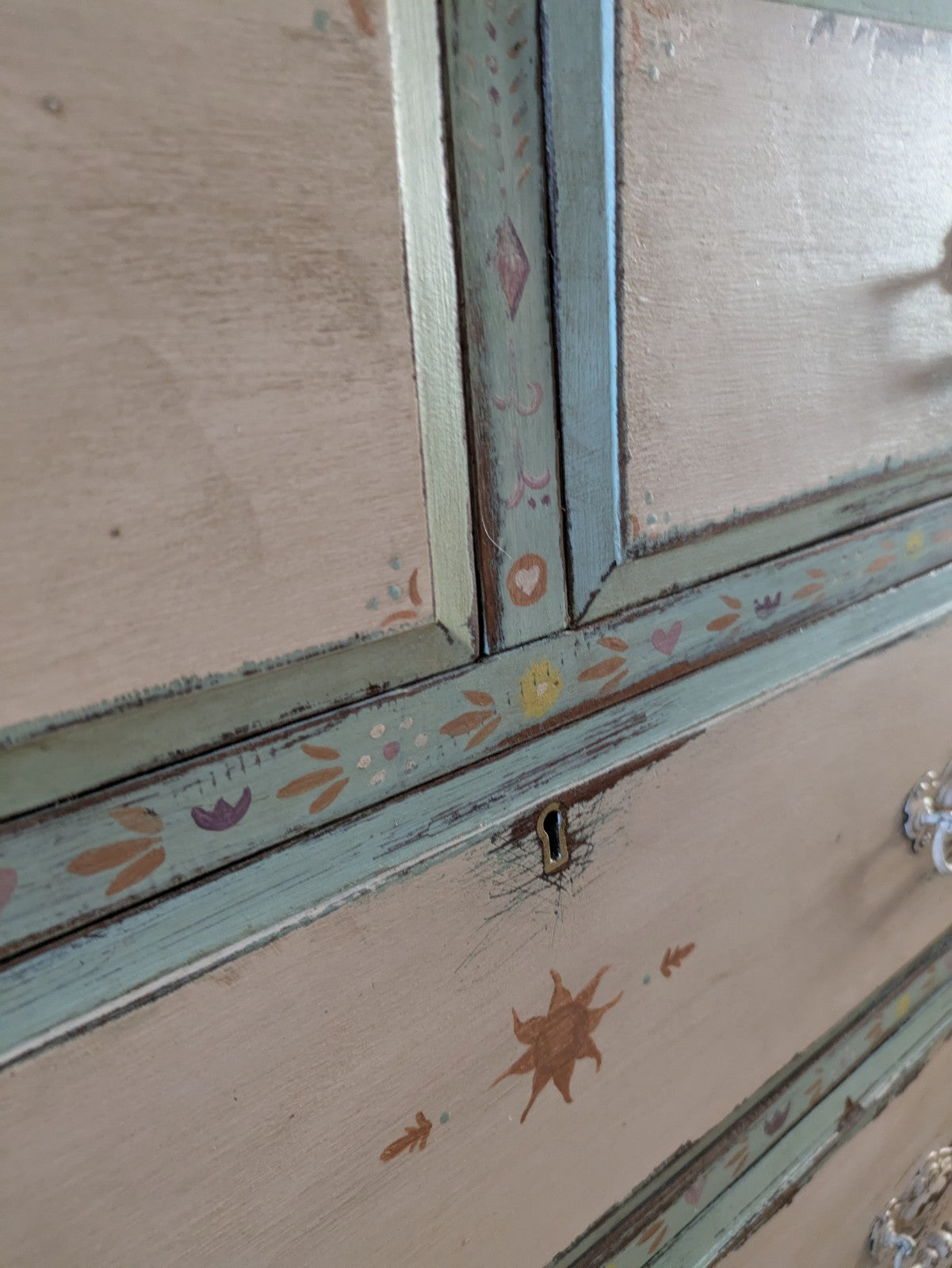 Antique Edwardian Sideboard Chest Of Drawers Vintage Hand Painted Distressed 
