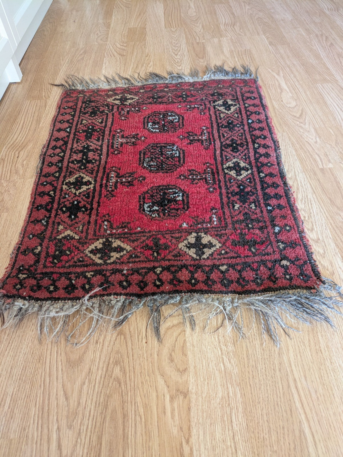 Vintage Oriental Turkish Wool Rug Red Tones 52.5cm x 64cm Eastern Kayam Carpet 