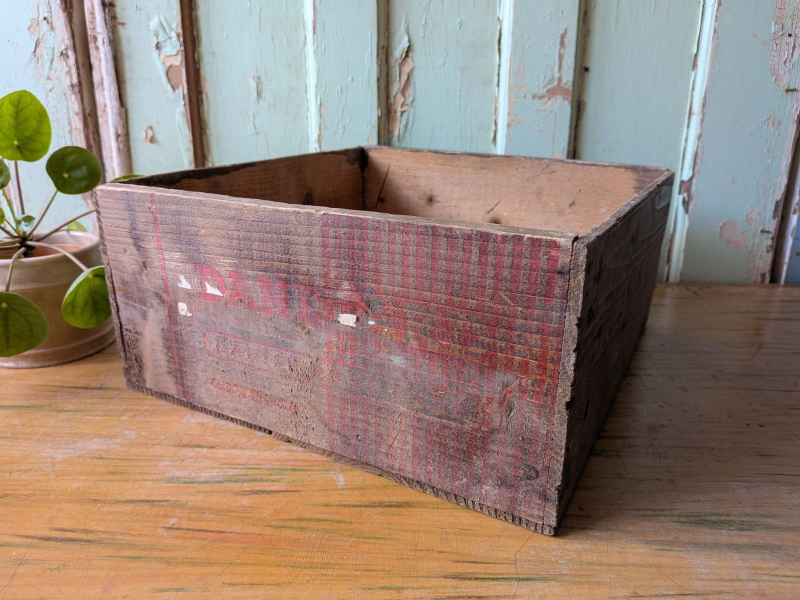 Vintage Danish Lard Board Wooden Box  Crate Storage Prop Kitchen Advertising 