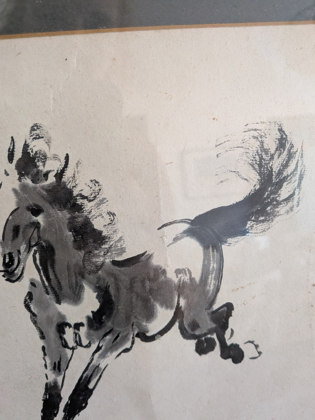 XU BEIHONG 徐悲鴻 Painting 'Horse' Collectible Chinese Art Asian Ink Frame Vintage 