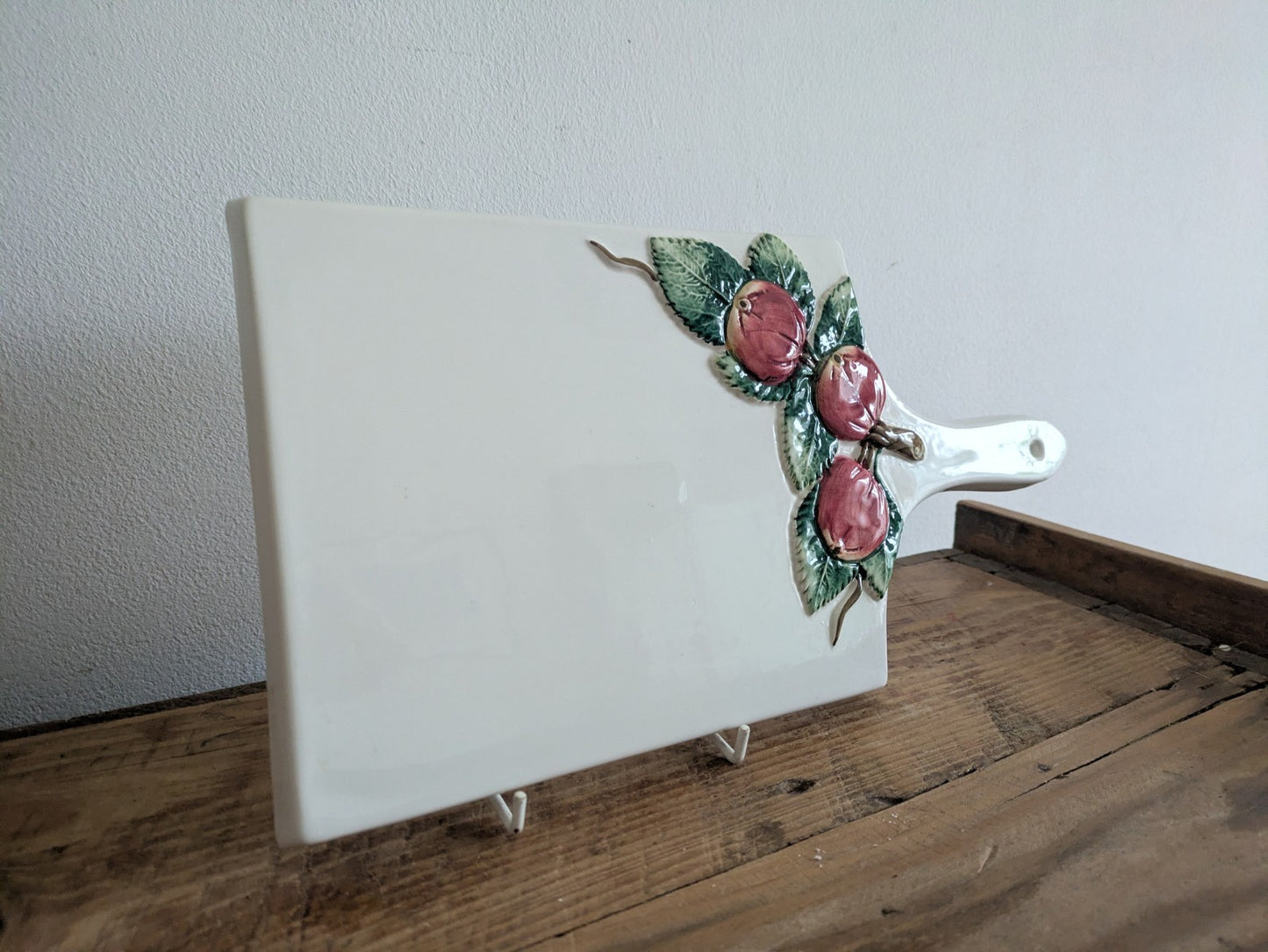 Made Italy Bassano Ceramic Cutting Chopping Board Wall Decor Kitchen Vtg Apples