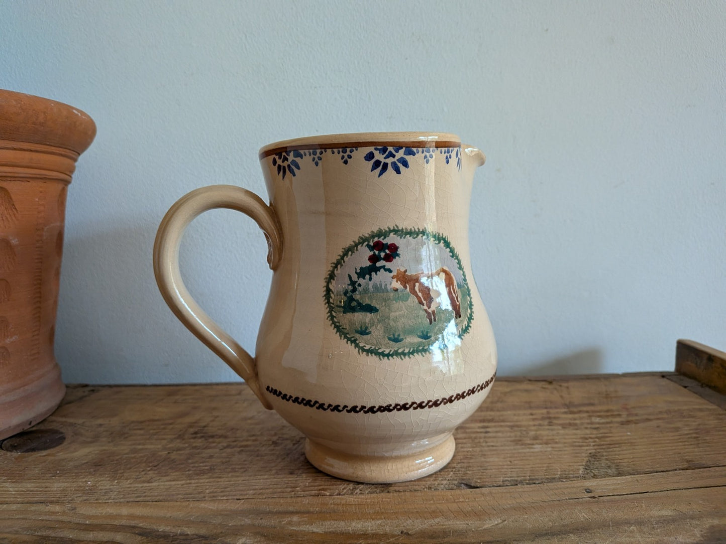 Nicholas Mosse Pottery Medium Pitcher Cow Made in Ireland RARE Vtg Farmhouse Vgc