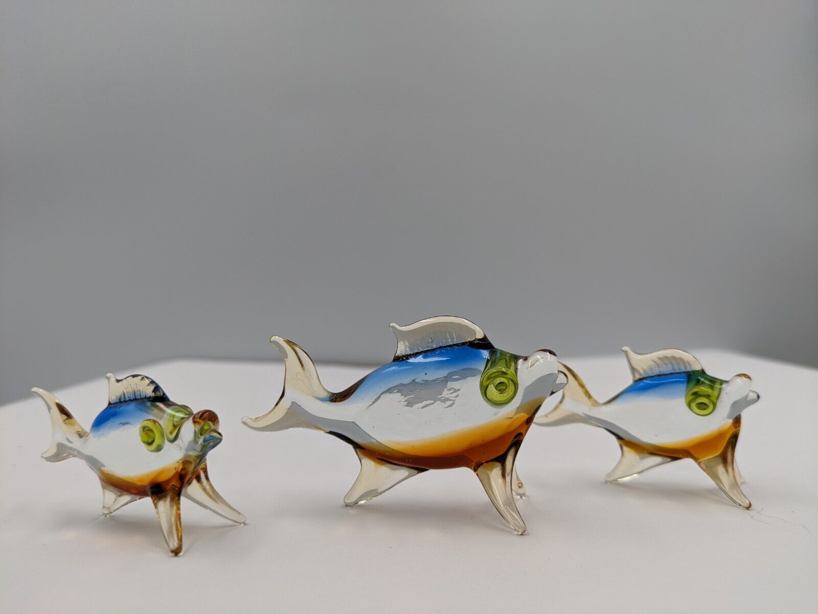 3x Murano Glass Lauscha Glass Bimini Glass Fish Figure Ornament Set Shawl Mini
