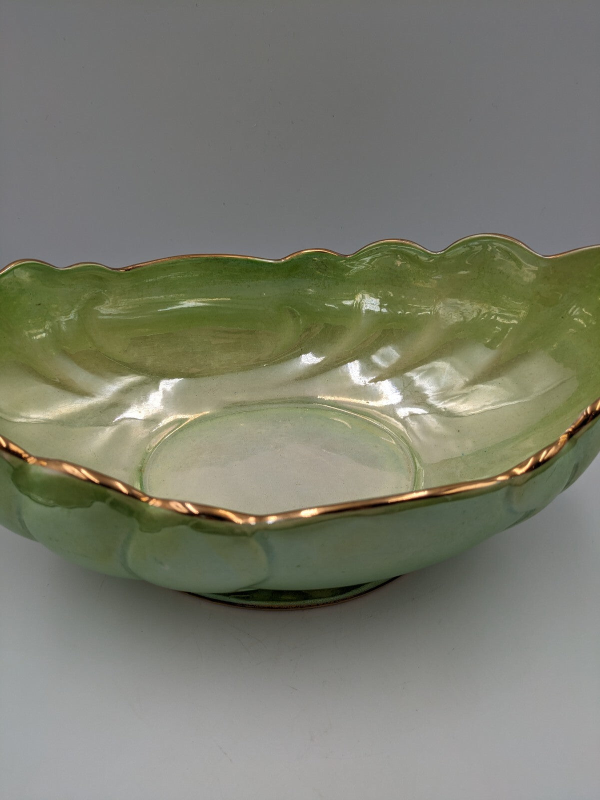 VINTAGE ART DECO MALING GREEN OMBRE LUSTRE WARE MANTLE VASE LARGE RETRO RARE OLD