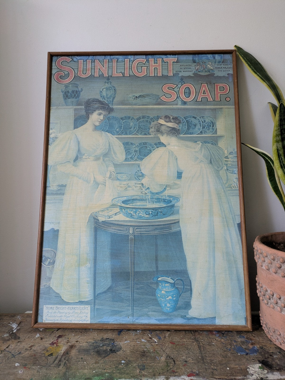Sunlight Soap vintage 70s Print Framed Women Housework China Washing Advertising