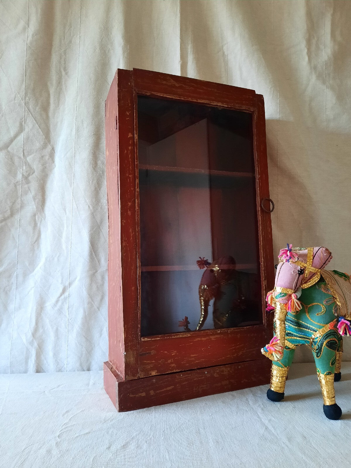 Indonesian Reclaimed Upcycled Wooden Driftwood Cupboard Glazed Wall Cabinet Red 