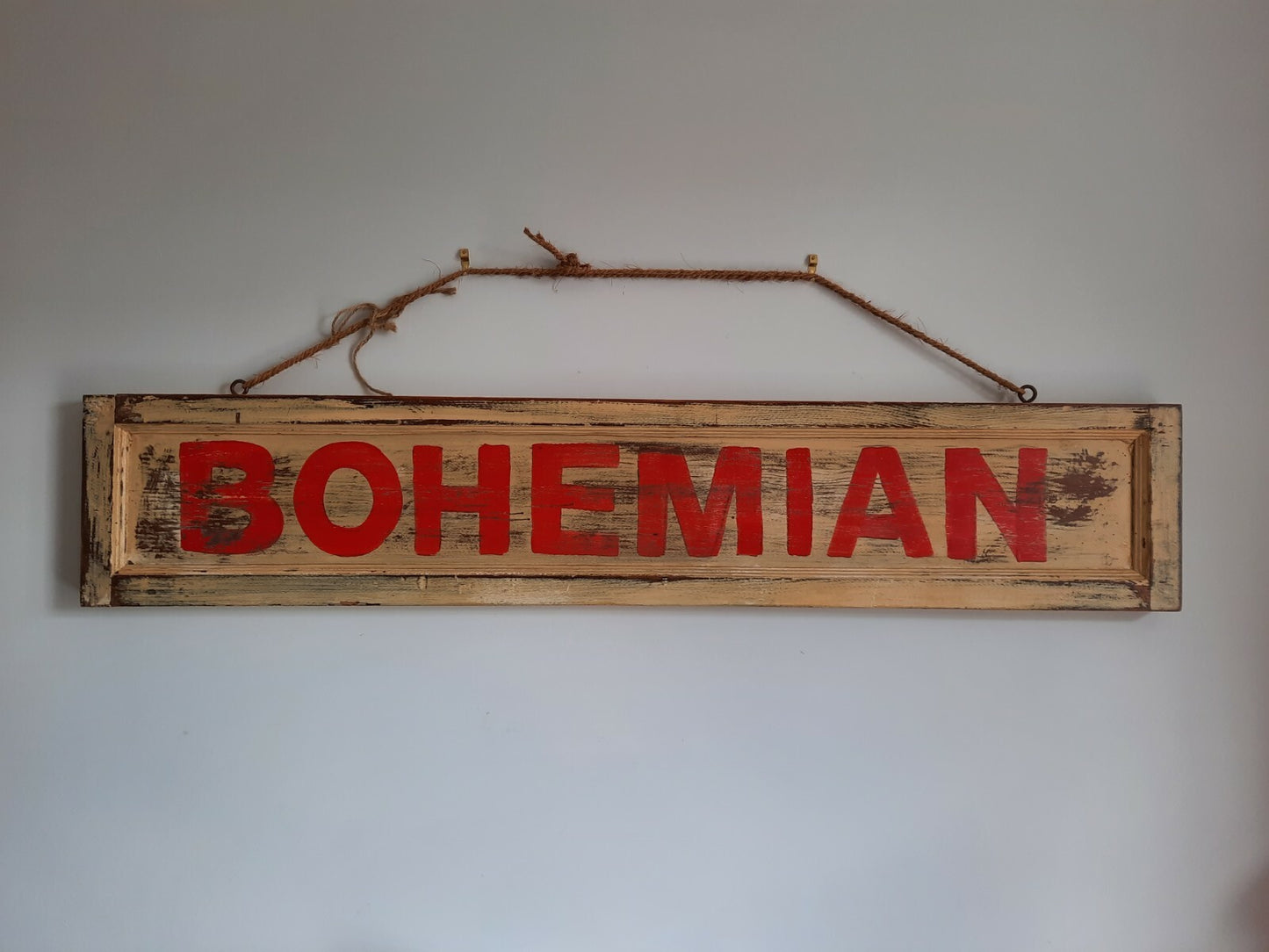 Vintage style Wooden Sign BOHEMIAN Hand Painted Wall Hanging 115cm CARNIVAL BIG