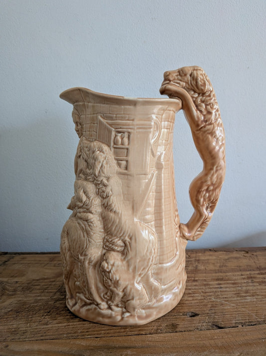 Vintage Burleigh Ware "Old Feeding Time" Water Jug. Large  c.1930's Vgc Prop Old