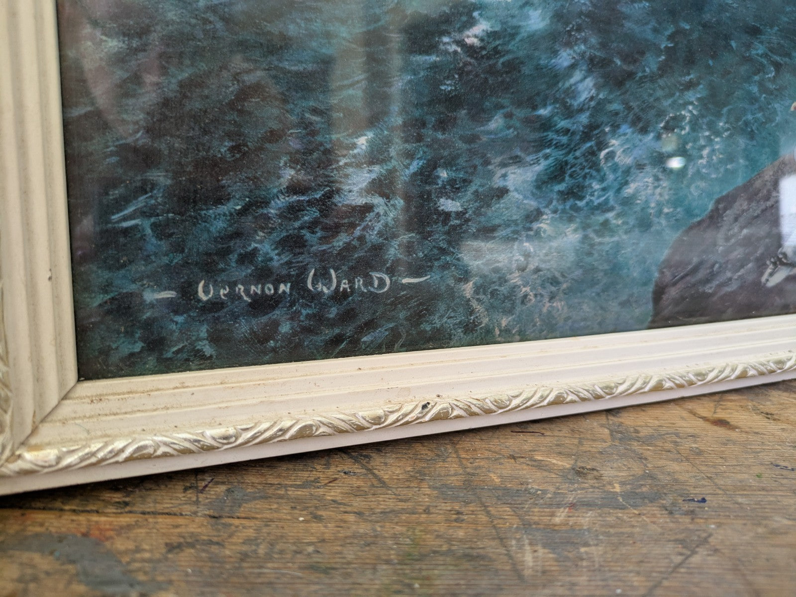 Vintage 1960s Print of "Armed Knight" Painting by Vernon Ward Retro Seascape 