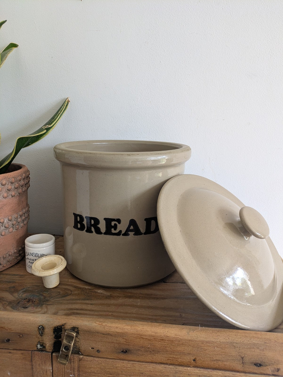 VINTAGE ANTIQUE BREAD CROCK BIN PEARSON’S OF CHESTERFIELD STONEWARE POTTERY XL