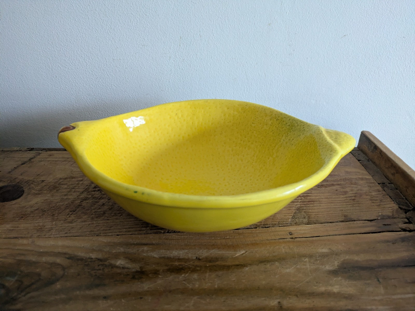 Vintage Portugal Majolica Ceramic Lemon Yellow Bowl Serving Dish Rare Vgc Fruit