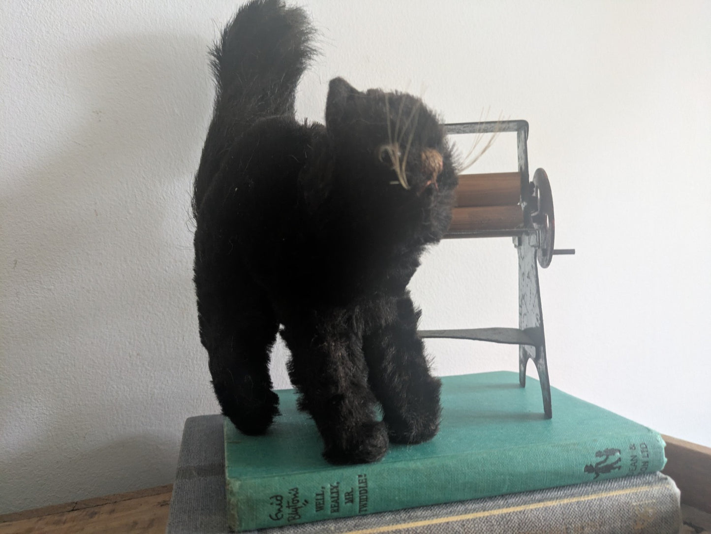 Vintage Steiff Scaredy Black Tom Cat Halloween Angry Mohair Kitten Farnell Back