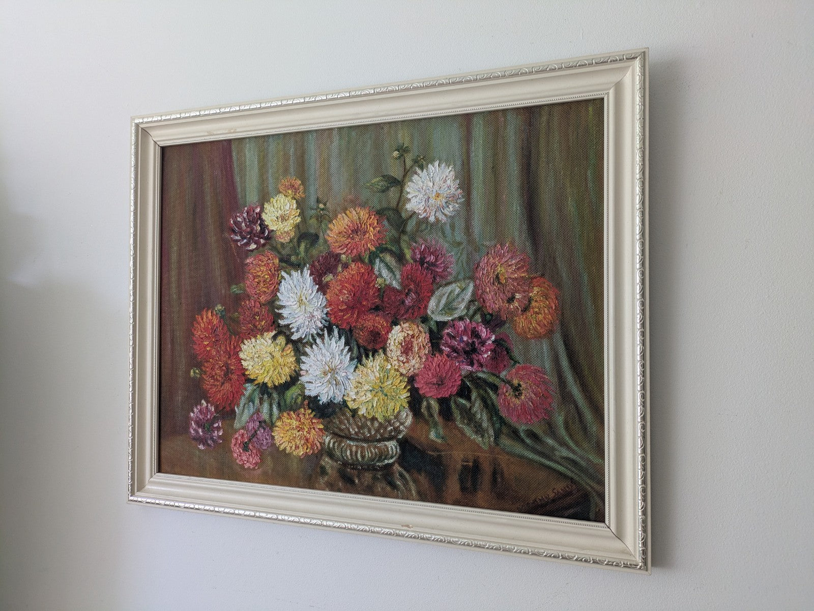 Vintage Still Life Painting Flowers Floral Bouquet Framed Vgc Old Signed D Sands