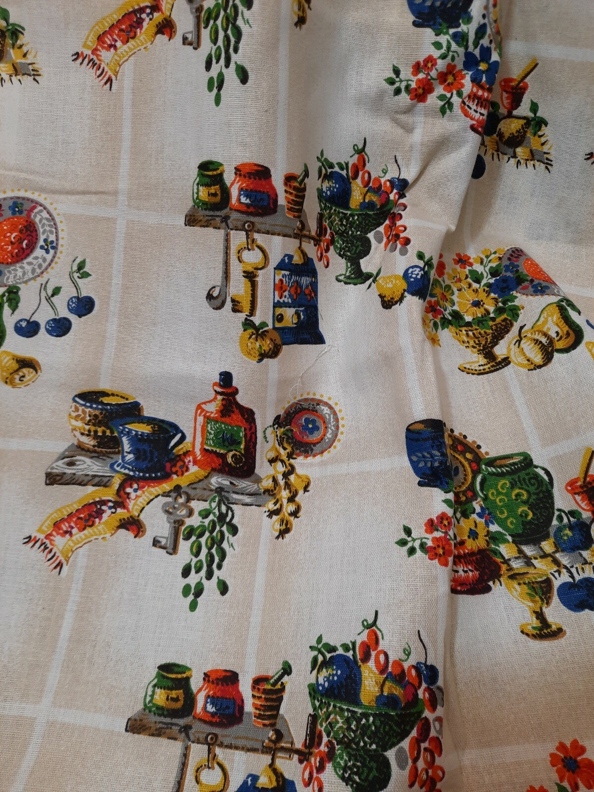 Fabric panel project craft kitchen retro offcut piece cotton large 414cm x 120cm