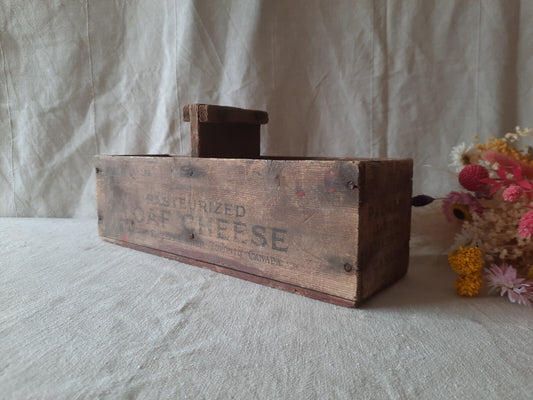 Rare Antique Canada Wooden Box Advertising BRAND LOAF CHEESE Crate Vintage Prop
