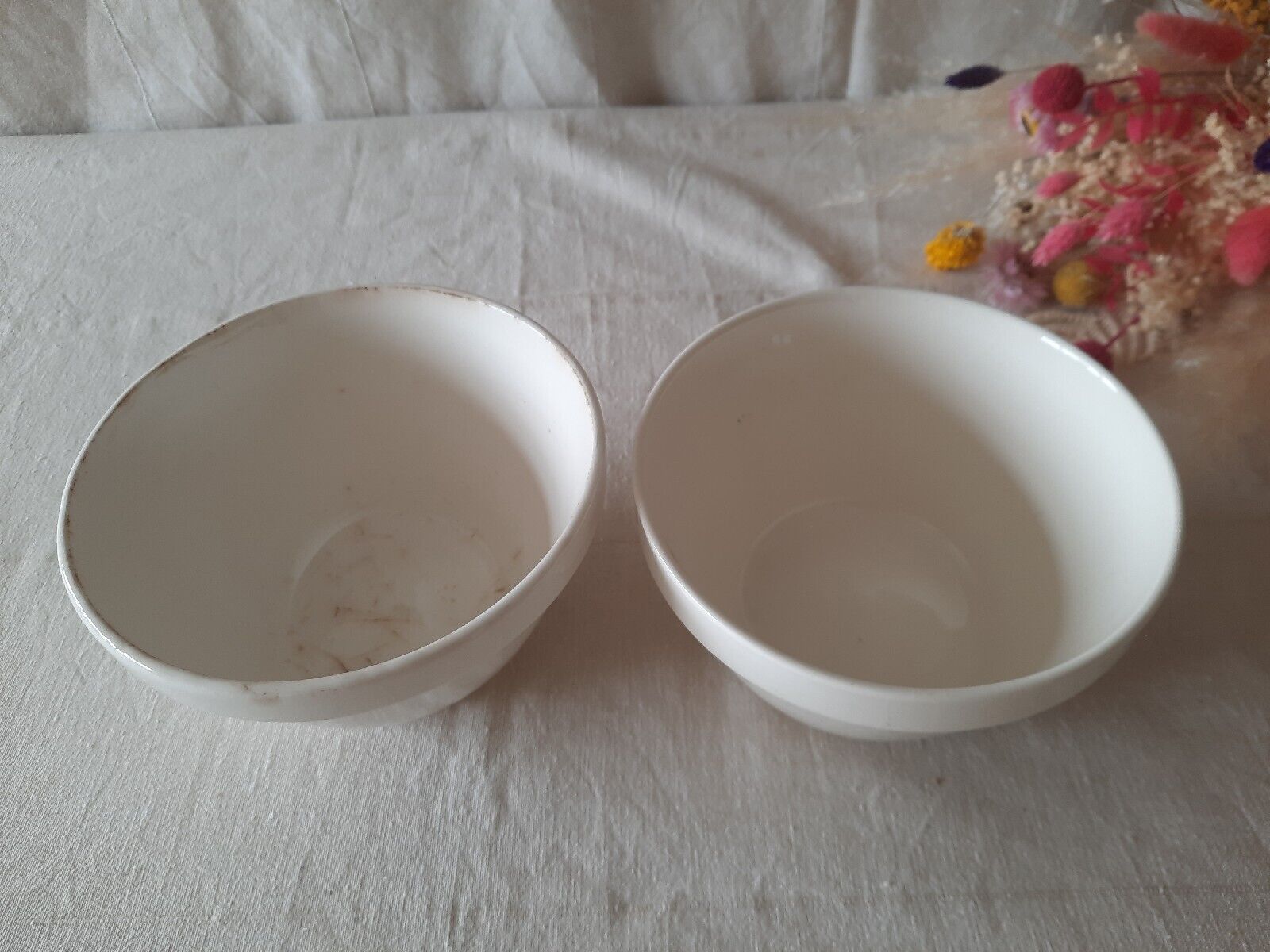 2x VINTAGE Mason Cash Pudding bowl White Retro Stoneware crazed crackle antique!