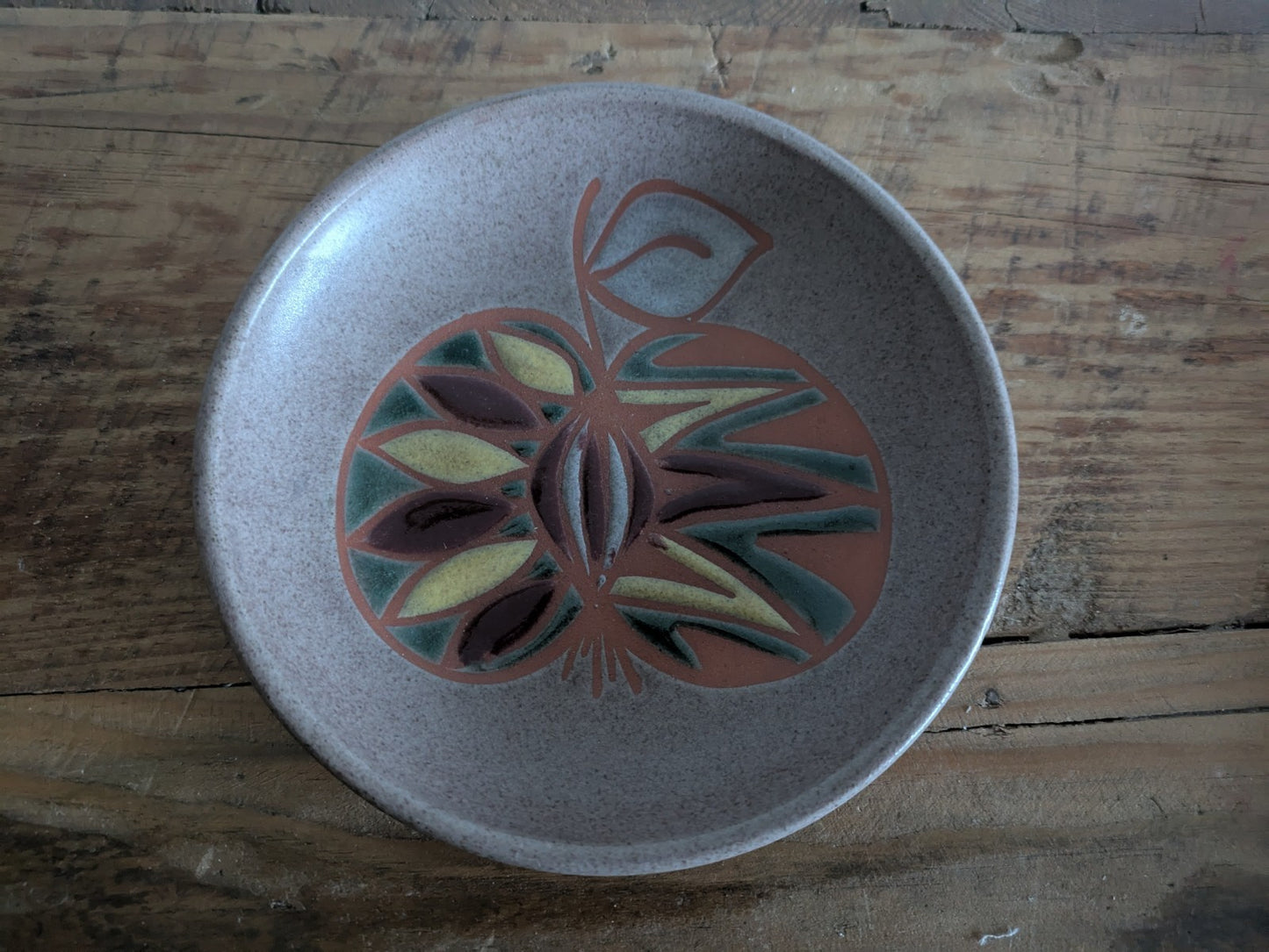 Rare Art Pottery Fruit Apple Dish Vintage 1950s 60s Picasso Style Mid Century